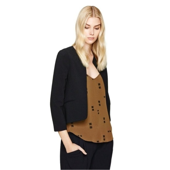 Wilfred Jackets & Blazers - WILFRED | Aritzia Equis Cropped Open-Front Crepe Black Blazer Jacket (Size 6)